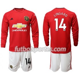 Camisetas Niños Manchester United Lingard 14 Primera Equipacion 2019/2020 Manga Larga